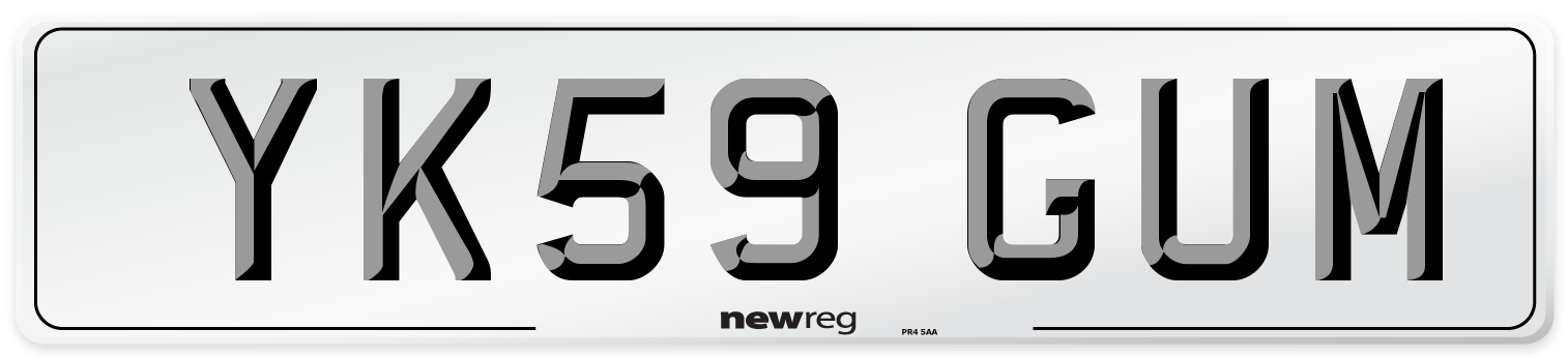 YK59 GUM Number Plate from New Reg